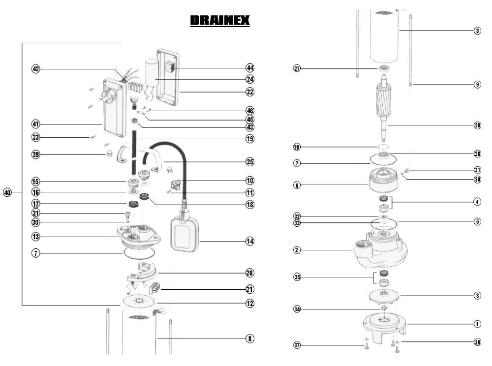Ersatzteile für espa DRAINEX 100-100A Pumpe